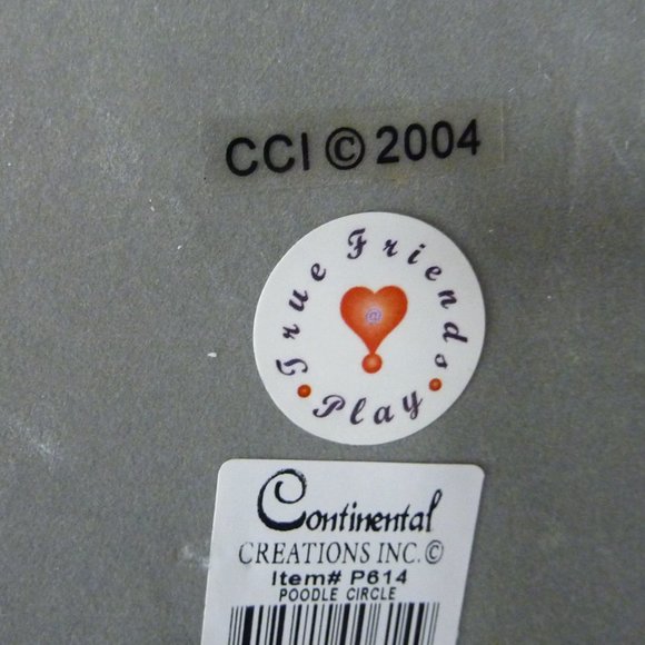 NEW White Poodle Circle True Friends Candle Holder Handpainted Ceramic NIB - Picture 4 of 4